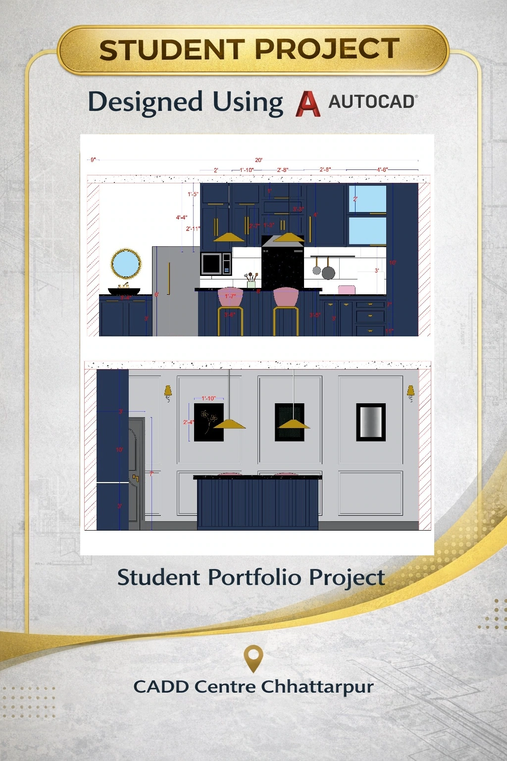 Interior detailing — furniture and feature-wall elevations